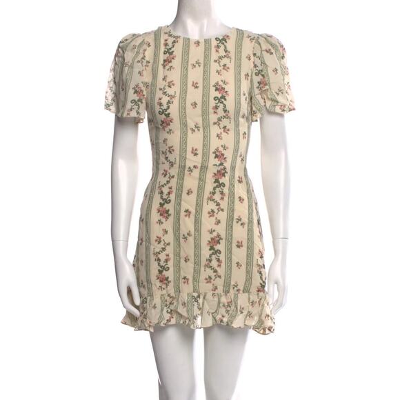 NWT Reformation Beesley Print Mini Dress Heath Size 12 Flutter Sleeves Ruffles - Picture 1 of 16
